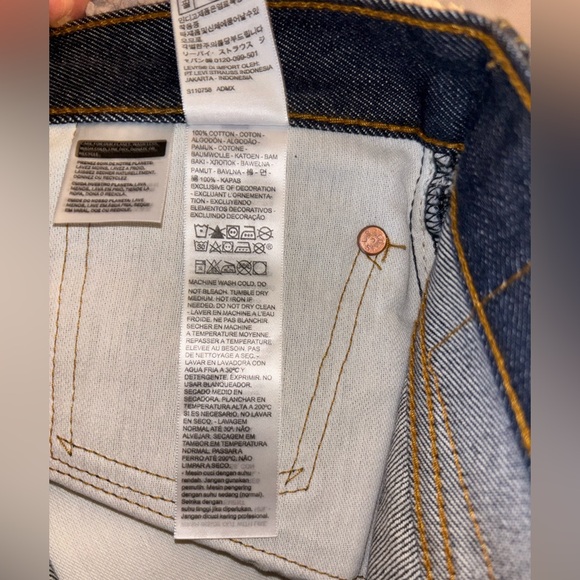 Levis 501 Original Shrink-to-Fit Jeans Mens 36x32 Dark Blue Button Fly Rigid 96” - Picture 11 of 13